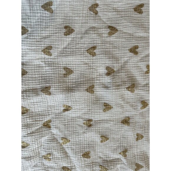 Cloud Island Muslin Lovey Baby Security Blanket White Metallic Gold Heart Swaddl - Picture 4 of 8